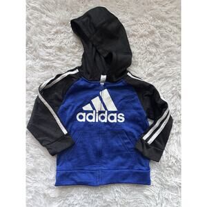 Adidas Toddler Boy Sz. 2T Blk & Blue Classic Zip Hoodie. Grt. Shape